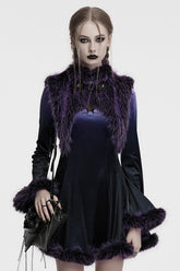 Violetter Stehkragen Ärmelloser Gradient Kunstpelz Damen Gothic Umhang